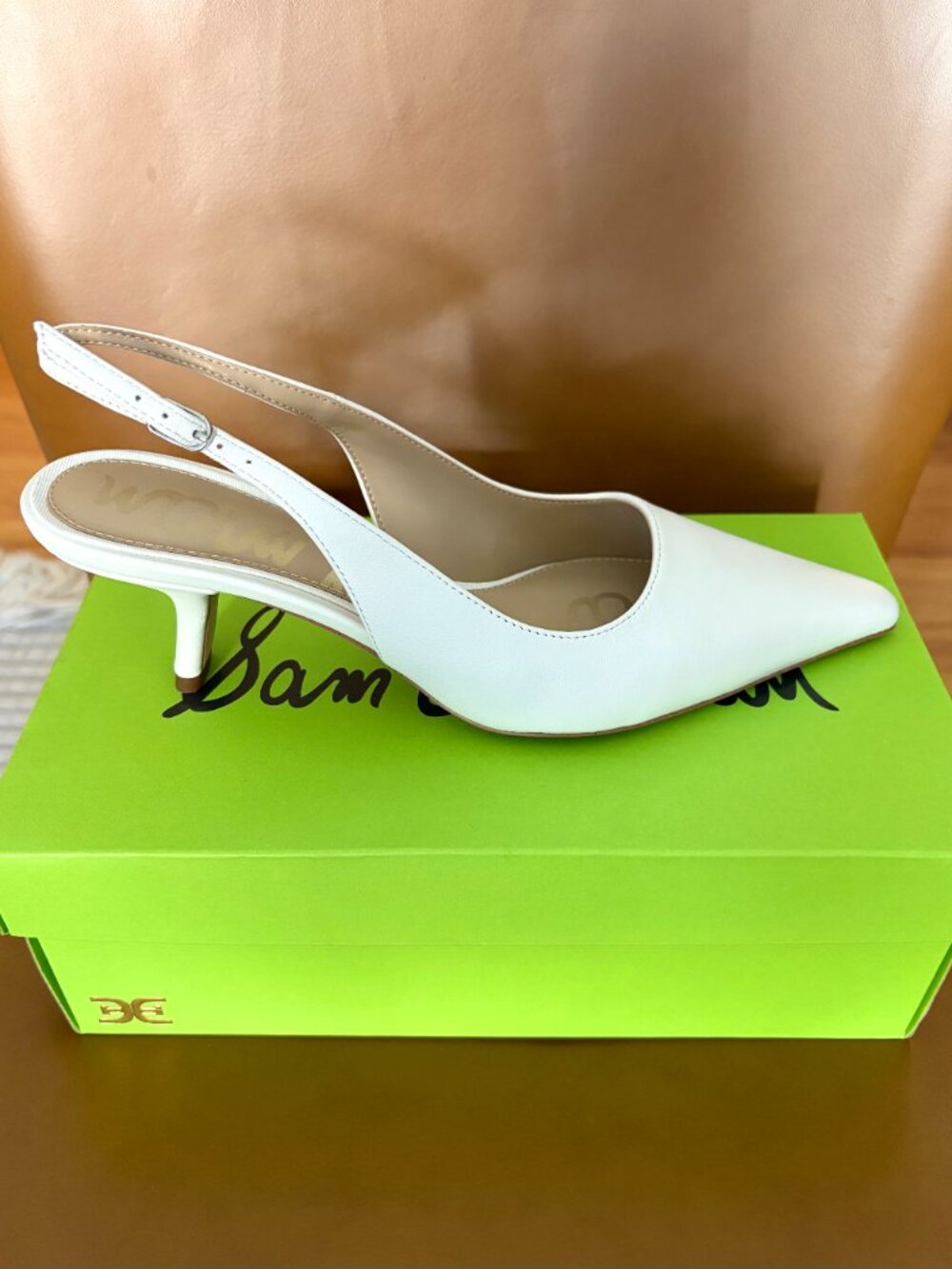 NEW Sam Edelman Bianka Slingback Pump White Leather 7.5